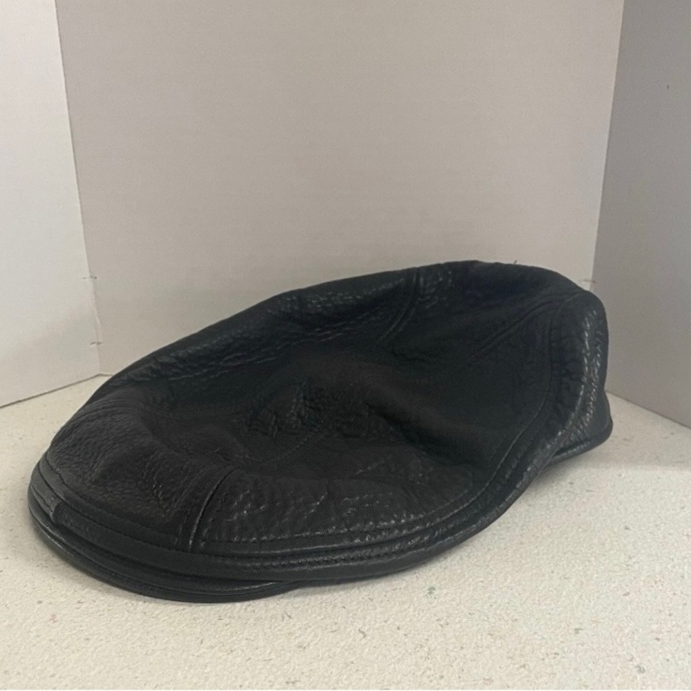 Stetson Men's Black Leather Newsboy/Driver Cap